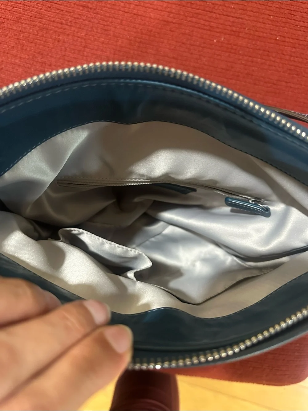 Coach Teal Blue Leather Pleated Crossbody Bag